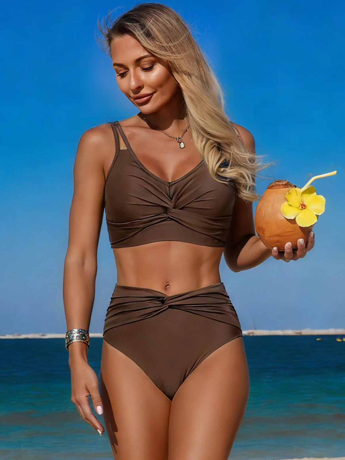 Twist Front High Waisted Swim Set (10)