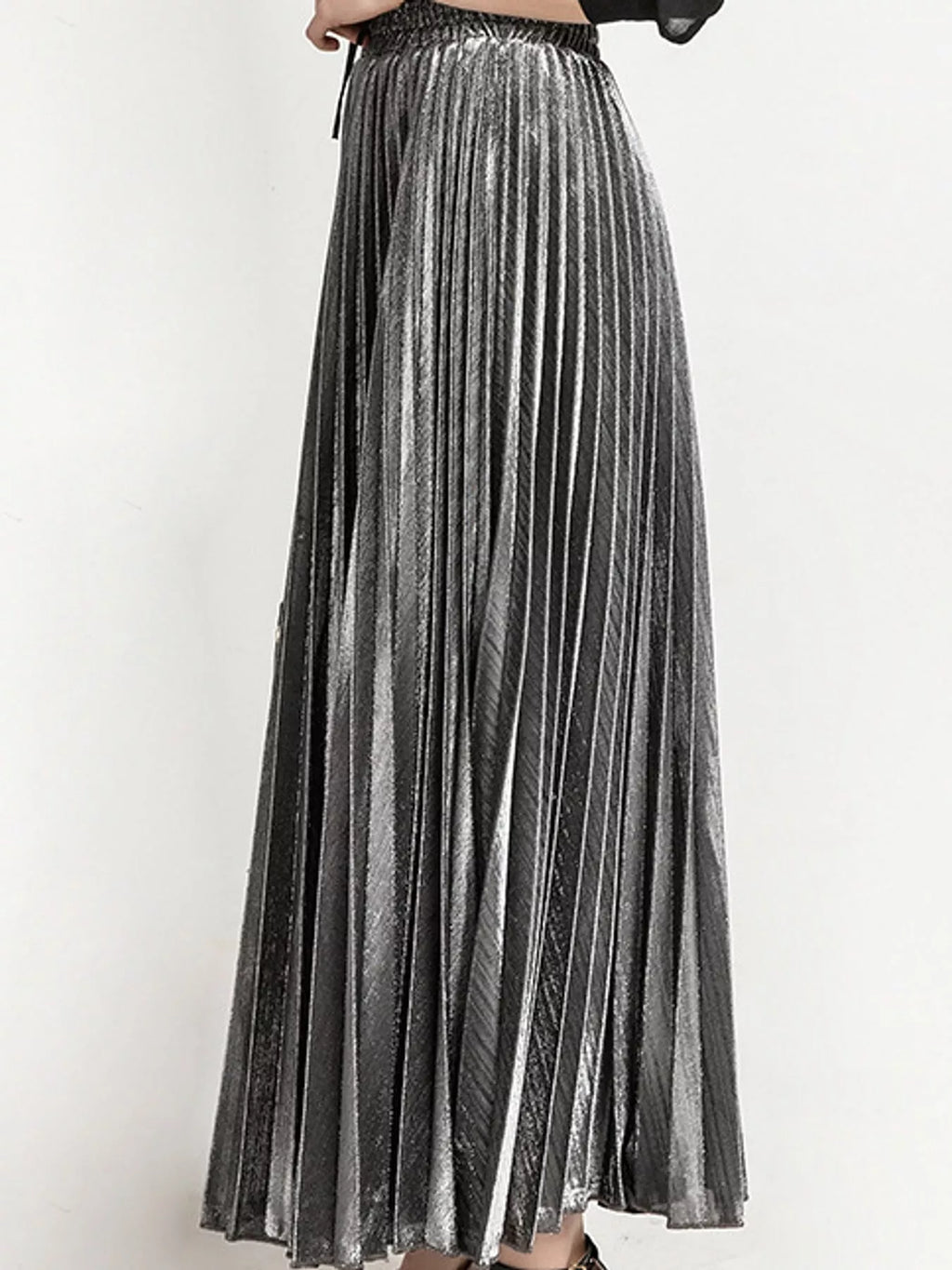 High-waisted Pleated Maxi Skirt (7)