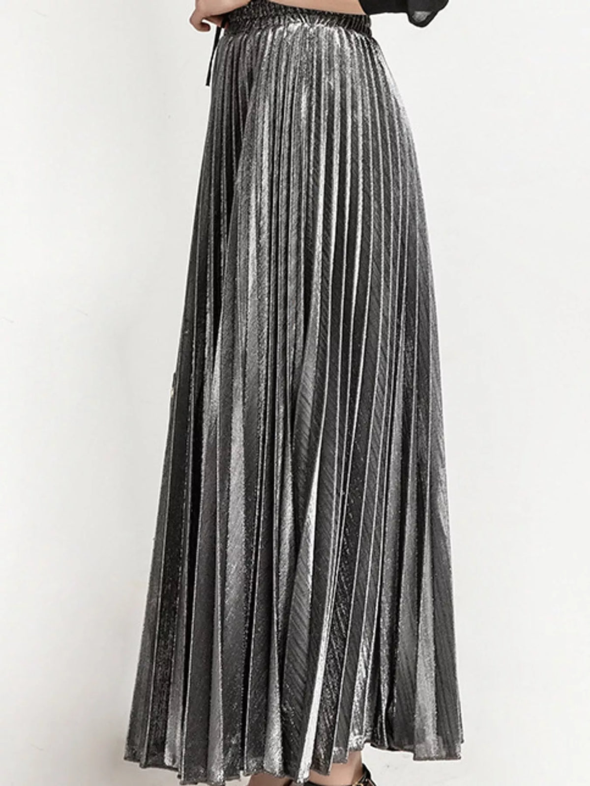 High-waisted Pleated Maxi Skirt (7)