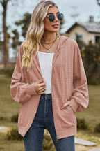 Drawstring Zip Up Dropped Shoulder Hoodie (22)