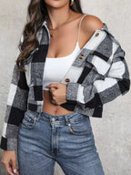 Plaid Button-up Cropped Jacket (29)