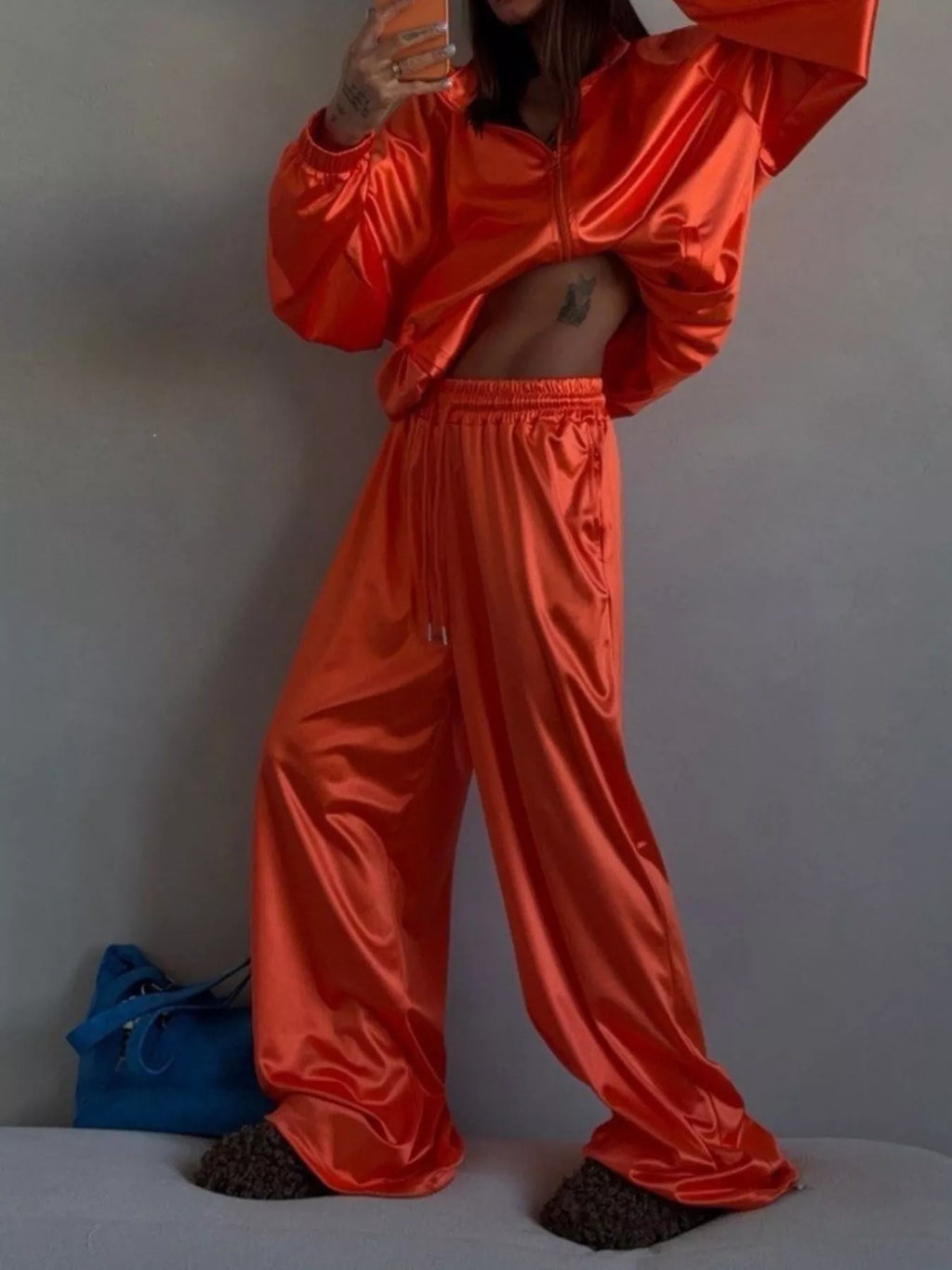 Zip Up Raglan Sleeve Jacket Pants Set (7)