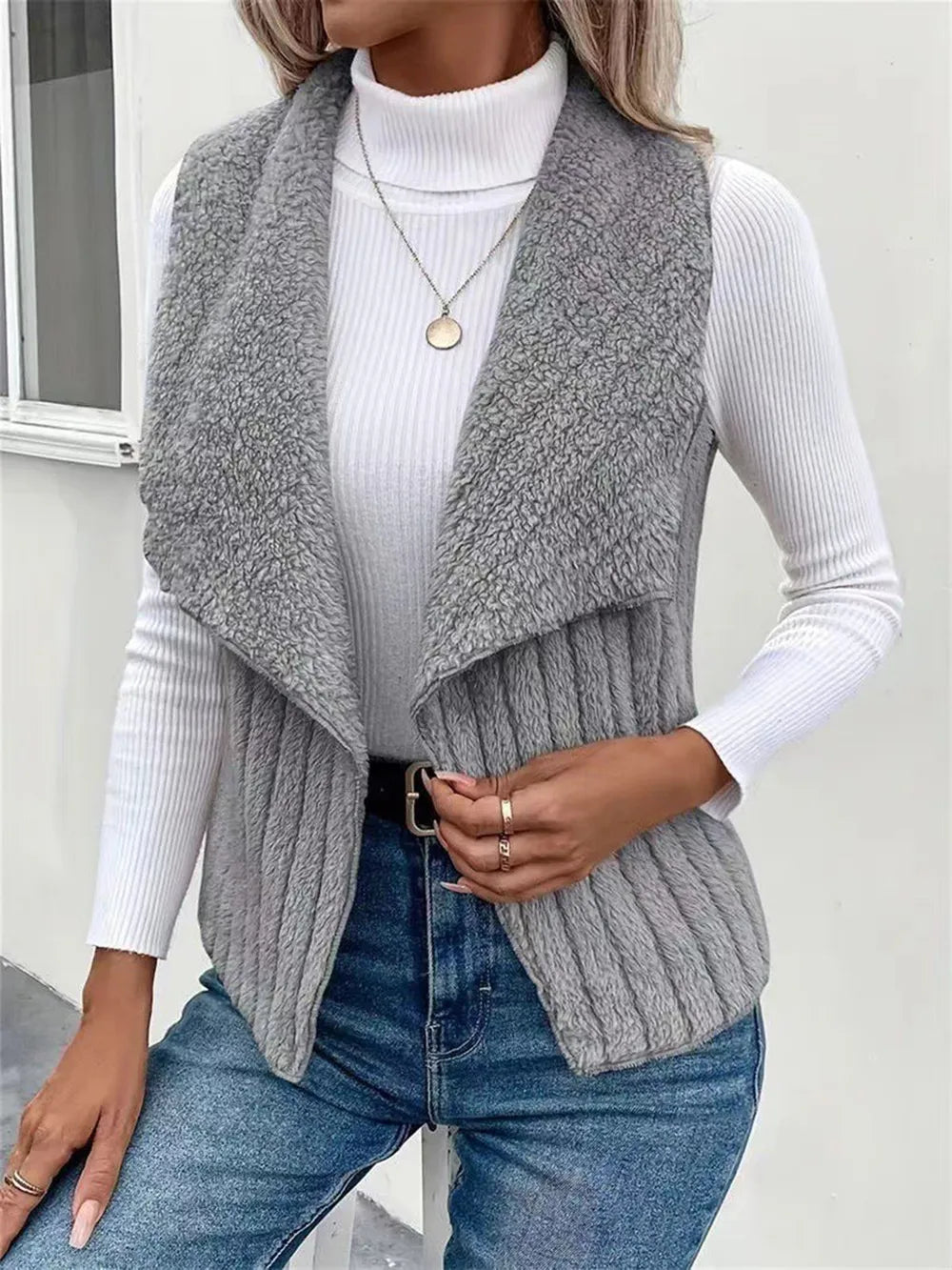 Open Front Fuzzy Vest Coat (11)
