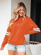 Stripe Round Neck Long Sleeve Sweatshirt (4)