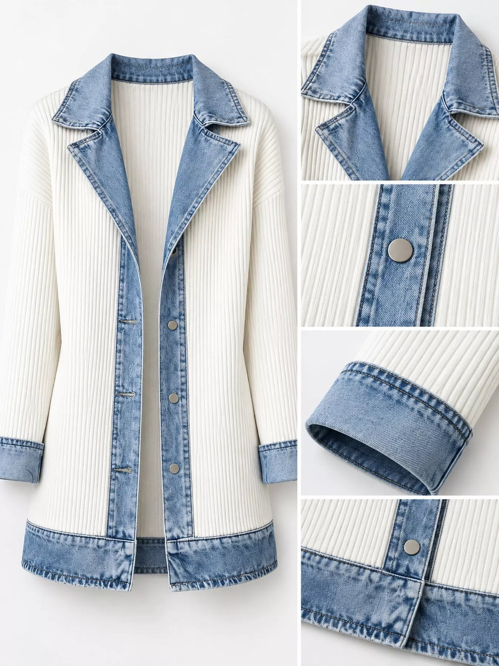 Full Size Denim Trim Ribbed Knit Cardigan Plus (17)