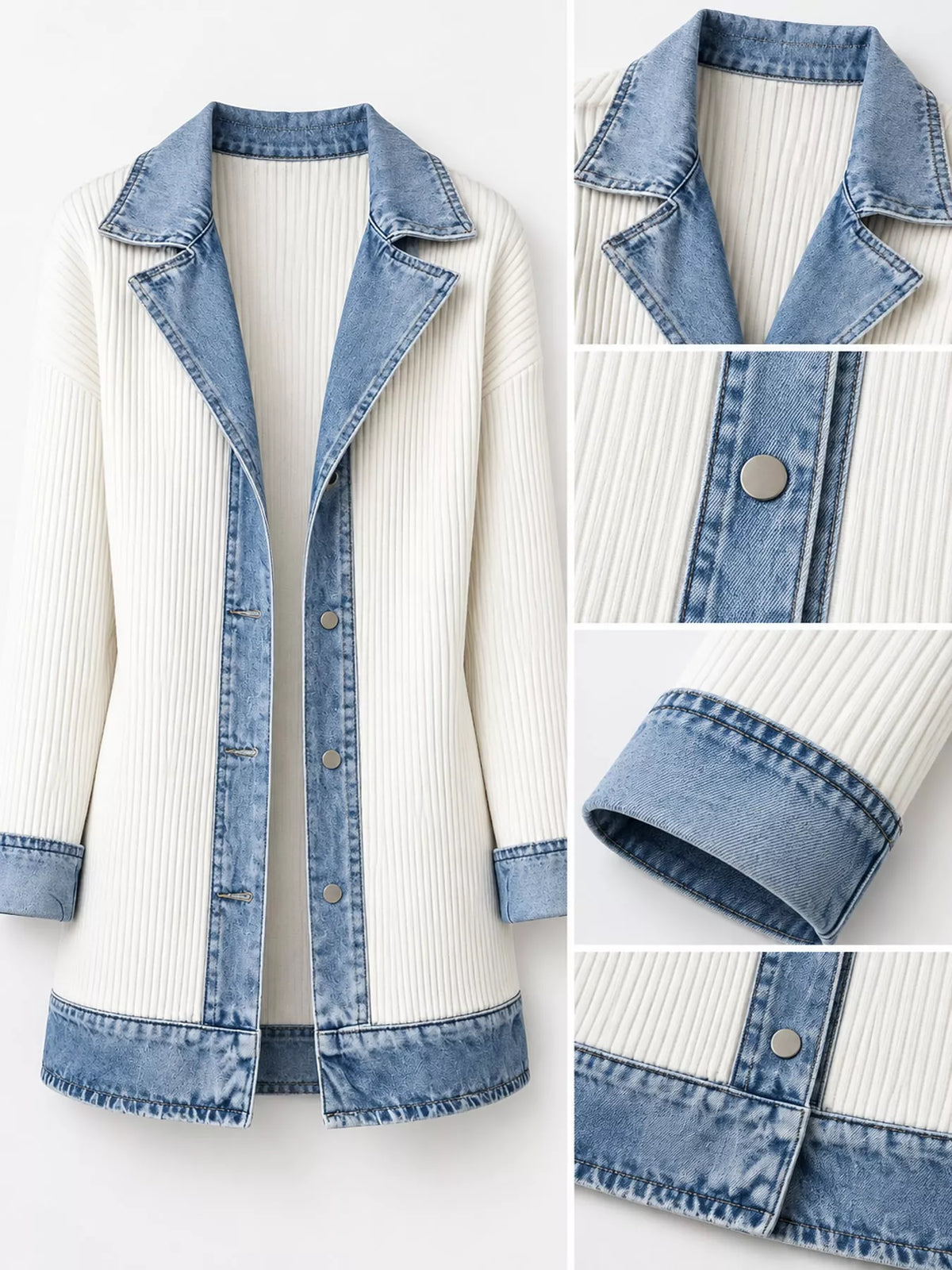 Full Size Denim Trim Ribbed Knit Cardigan Plus (17)