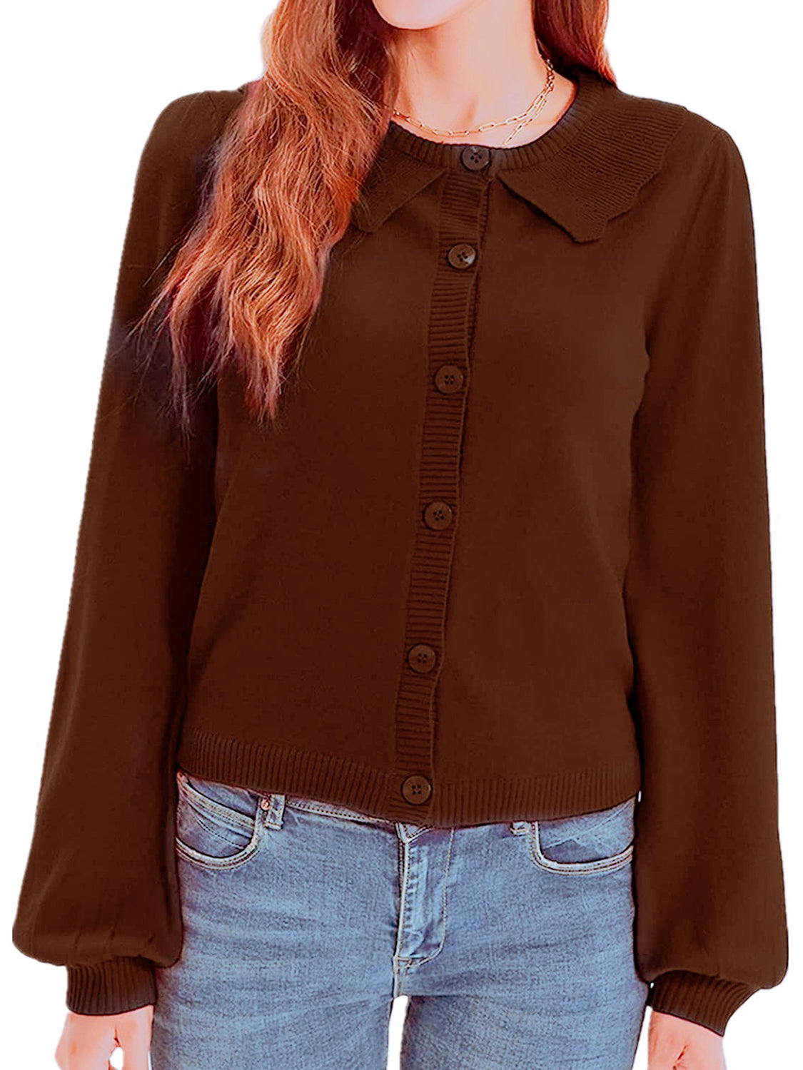 Collared Long Sleeve Button Down Cardigan (11)