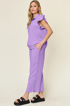 Ruffle Drawstring Wide Leg Set (28)