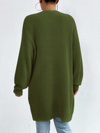 Open Front Dropped Shoulder Slit Cardigan (20)