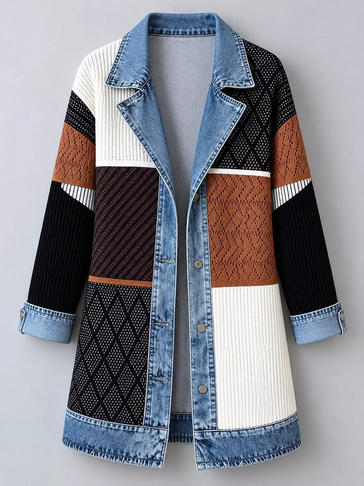 Full Size Denim Trim Ribbed Knit Cardigan Plus (26)
