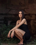 Slim Fit Black Slip Dress Midi photo 3