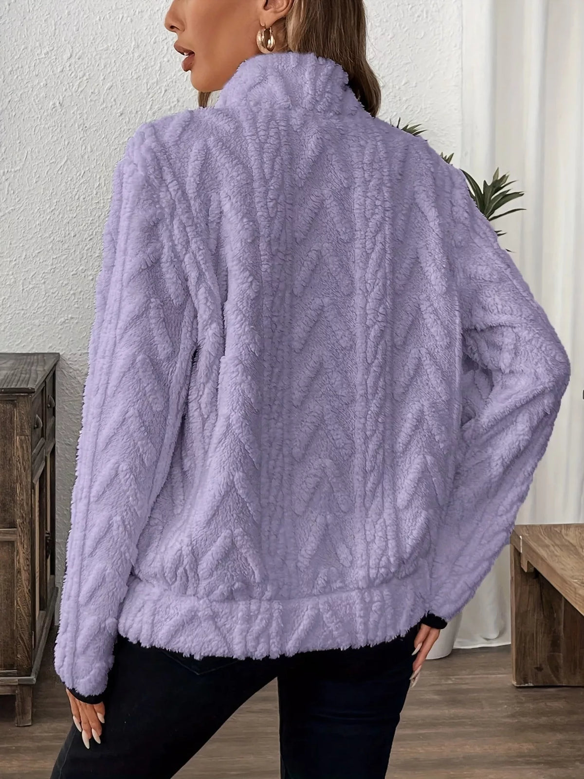 Full Size Fleece Half Zip Sweatshirt Plus (15)