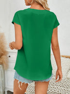 V-neck Cap Sleeve Blouse (14)