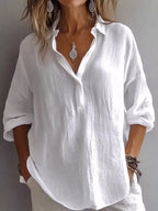 Collared Neck Long Sleeve Blouse