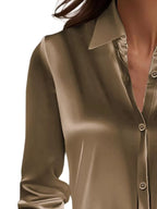 Full Size Button Down Collared Neck Long Sleeve Shirt Plus (18)