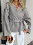 Surplice Dropped Shoulder Tie Belt Outerwear (5)
