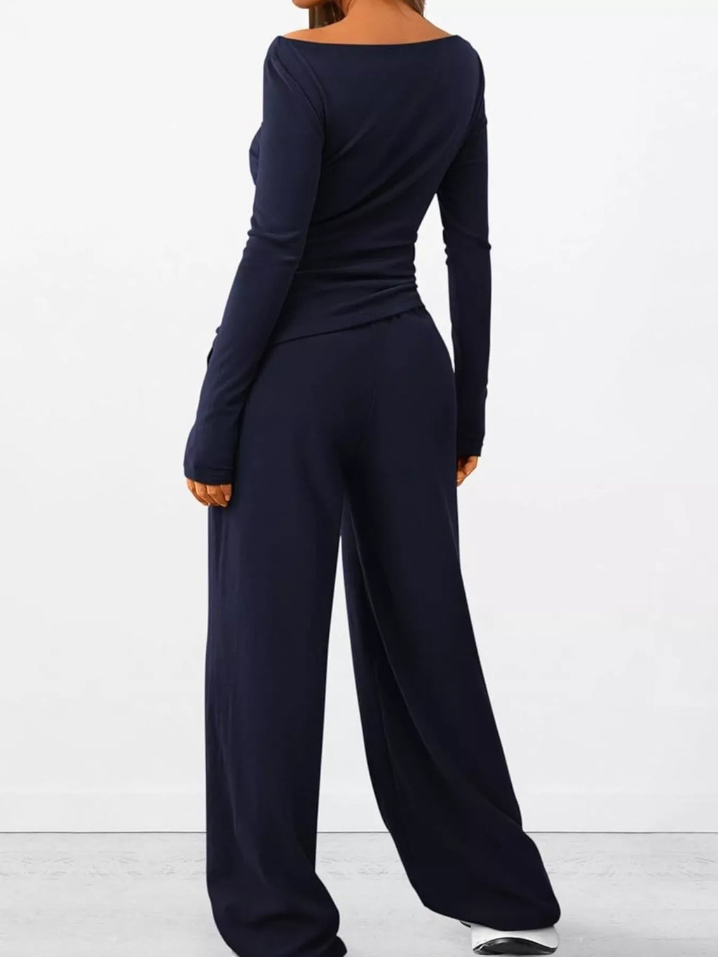 Long Sleeve Top Wide Leg Pants Set (30)