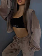 Zip Up Cropped Outerwear Pants Set (24)