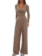 Casual Long Sleeve Top Pants Two-piece Set (10)