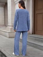 Ribbed Round Neck Top Pants Set (6)