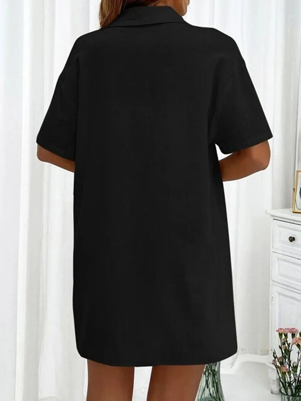Button Up Shirt Drawstring Shorts Set (6)