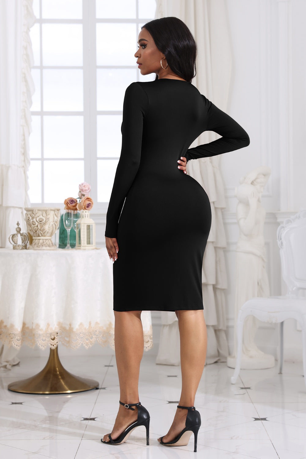 Cutout Twisted Long Sleeve Dress (6)