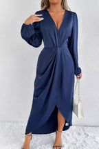 Satin Balloon Sleeve Midi Dress (6)