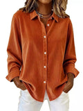 Full Size Corduroy Button-down Shirt Plus