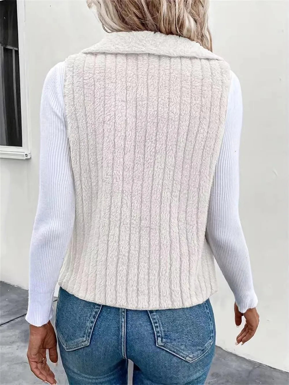 Open Front Fuzzy Vest Coat (5)
