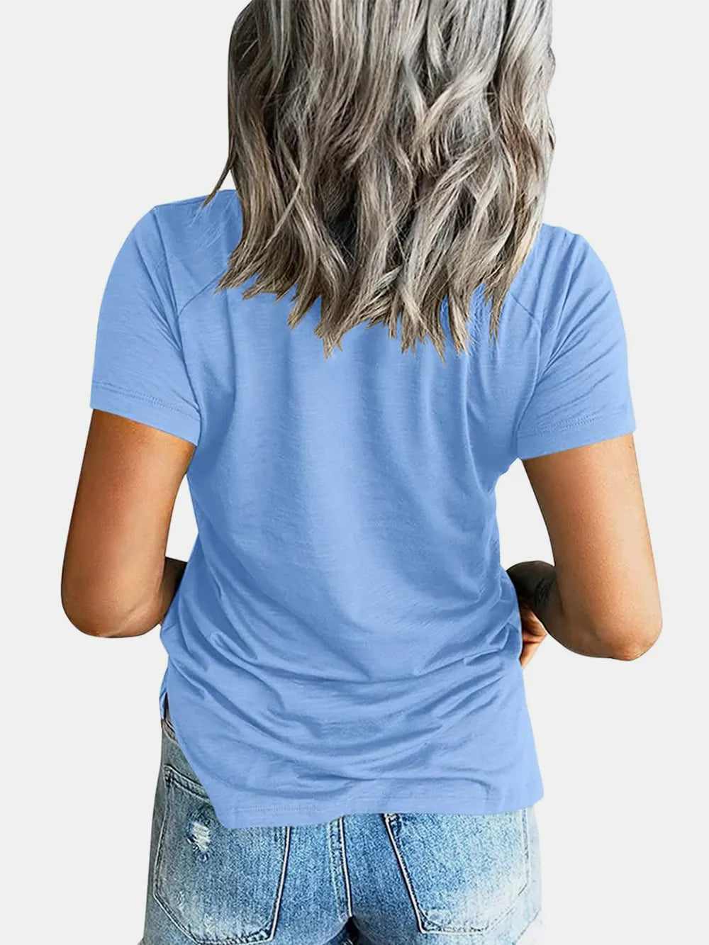 Pocketed V-neck Short Sleeve T-shirt (11)