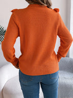 Ruffled Round Neck Long Sleeve Sweater (14)