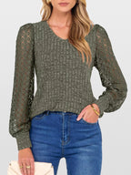 Lace Sleeve V-neck T-shirt (24)