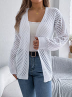 Openwork Open-front Long Sleeve Cardigan (5)