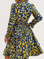 Floral Notched Flounce Sleeve Dress (16)