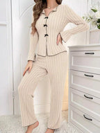 Contrast Bow Detail Top Pants Lounge Set (2)
