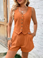 Scoop Neck Sleeveless Top Shorts Set (13)