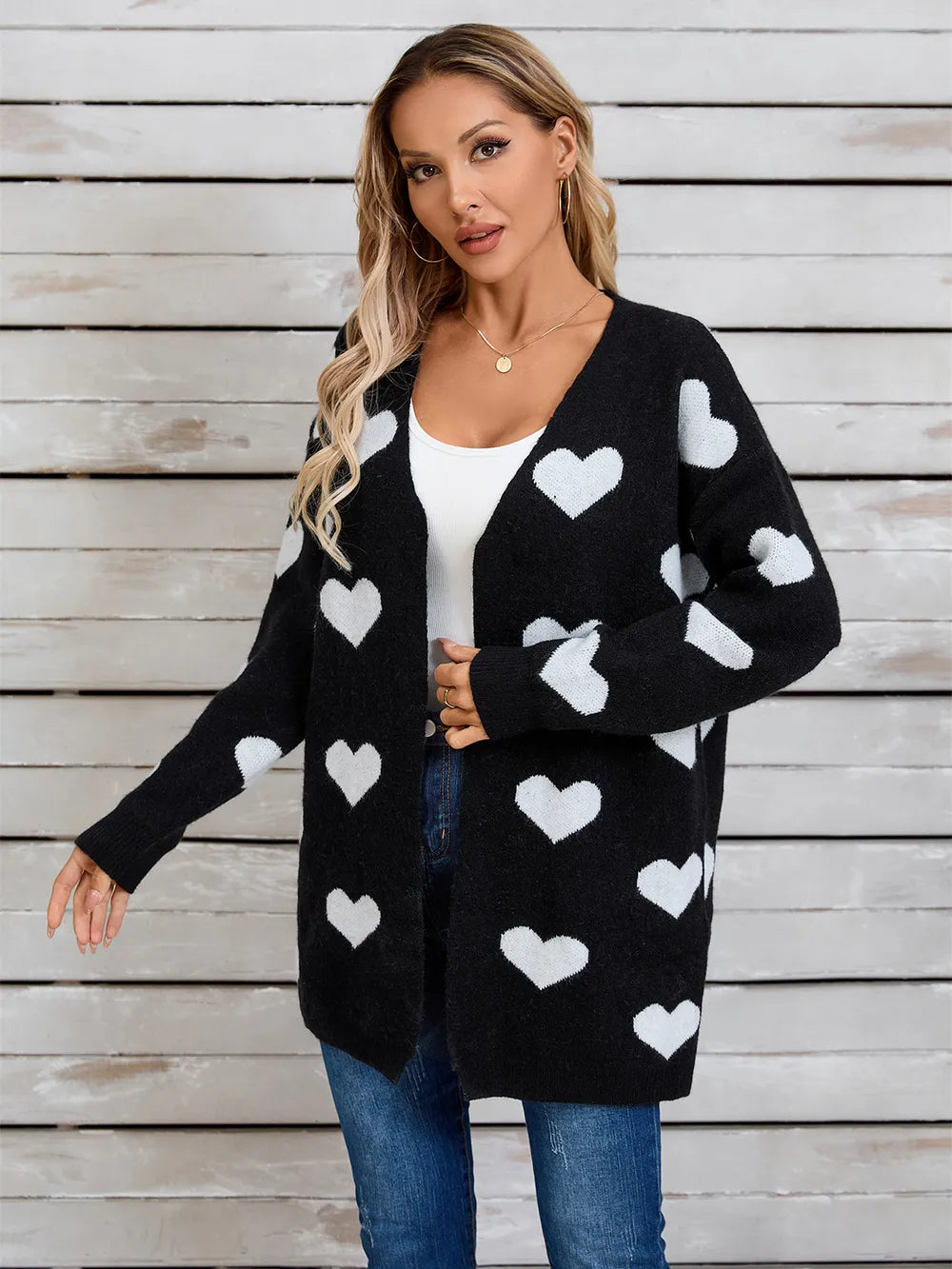 Heart Open Front Long Sleeve Cardigan (11)
