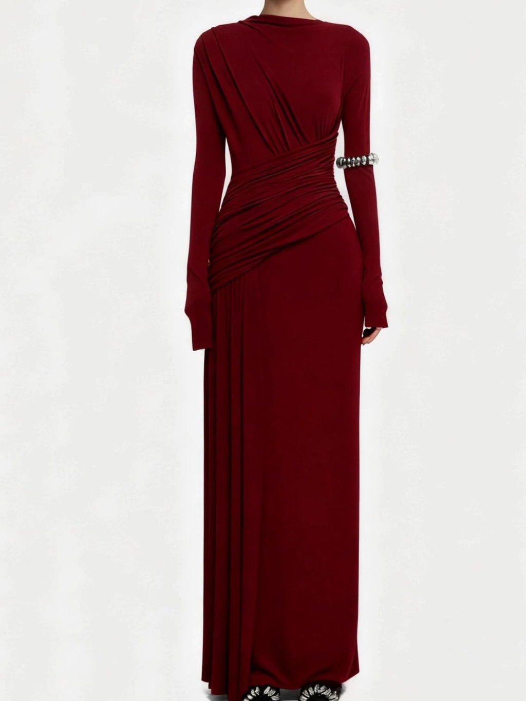 Ruched Long Sleeve Maxi Dress (10)