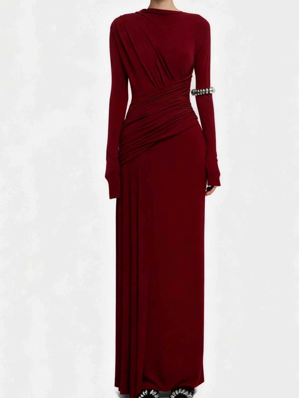 Ruched Long Sleeve Maxi Dress (10)