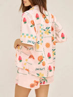 Printed Button Down Shirt Shorts Set (5)