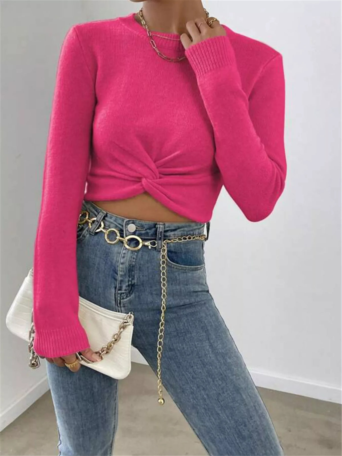 Twisted Front Cropped Knit Top (17)