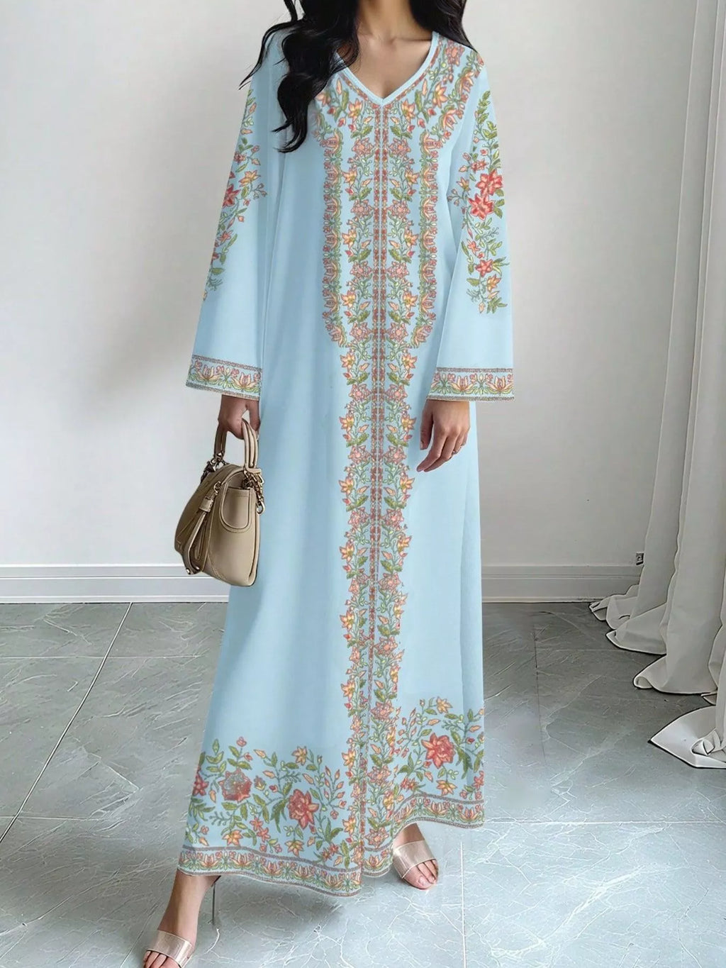 Floral Long Sleeve Maxi Dress (10)