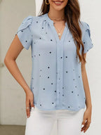 Heart Print Petal Sleeve Blouse (13)
