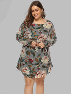 Full Size Floral Long Sleeve Mini Dress (9)