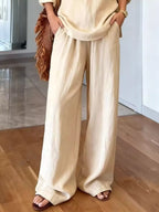 V-neck Top Wide-leg Pants Set (4)