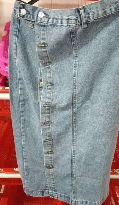 Button Irregular Slit Denim High Waist Skirt variant CJQZ110438801AZ|CJQZ110438802BY|CJQZ110438803CX|CJQZ110438804DW