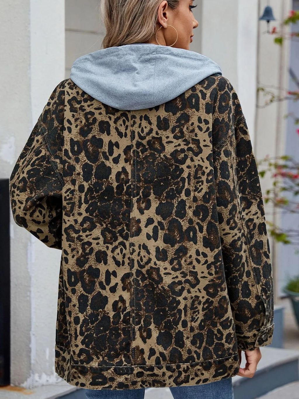 Oversized Button Up Denim Jacket Hood (20)