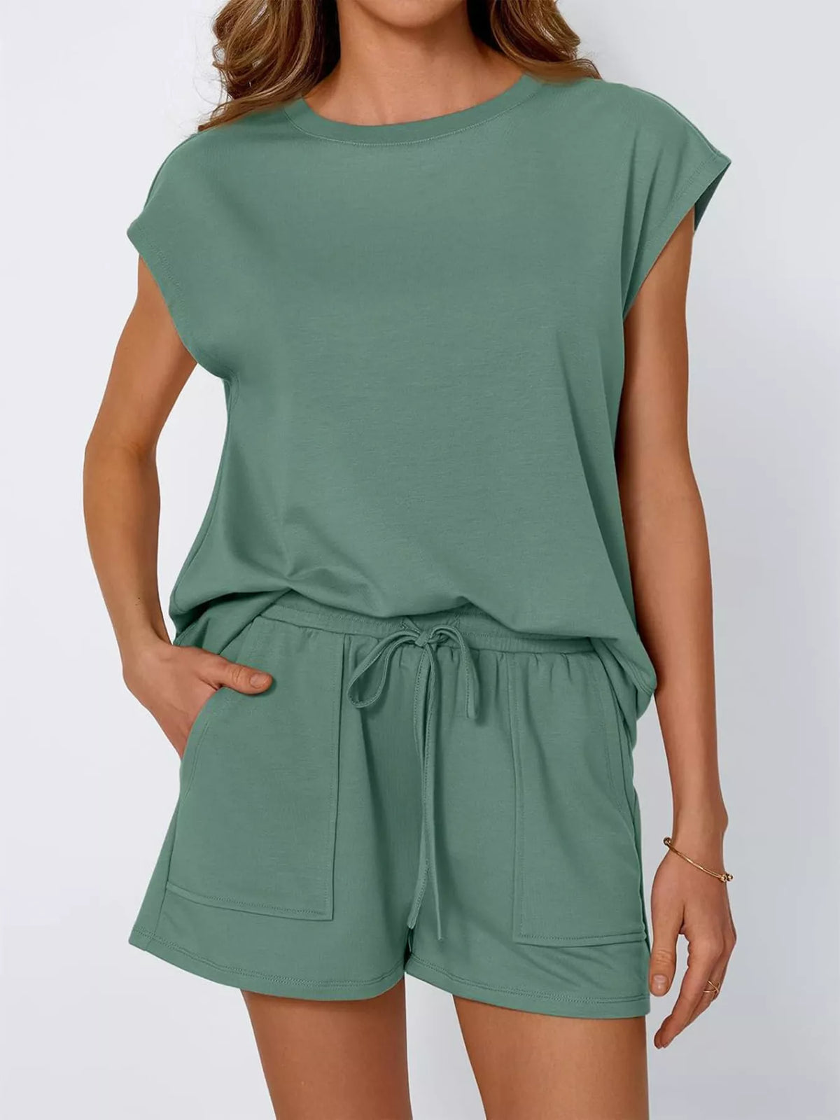 Casual Solid Color T-shirt Shorts Set (5)