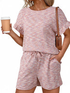 Ruffle Sleeve Textured Top Shorts Set (5)