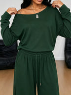 Full Size One-shoulder Top Drawstring Pants Set Plus (12)